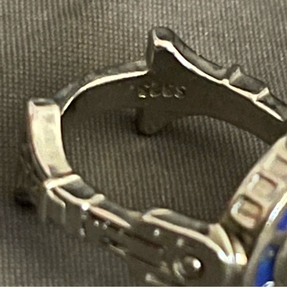 New Unisex Stamped S925 Sterling Silver Sapphire Handmade Star Wars R2D2 Ring - Picture 9 of 9